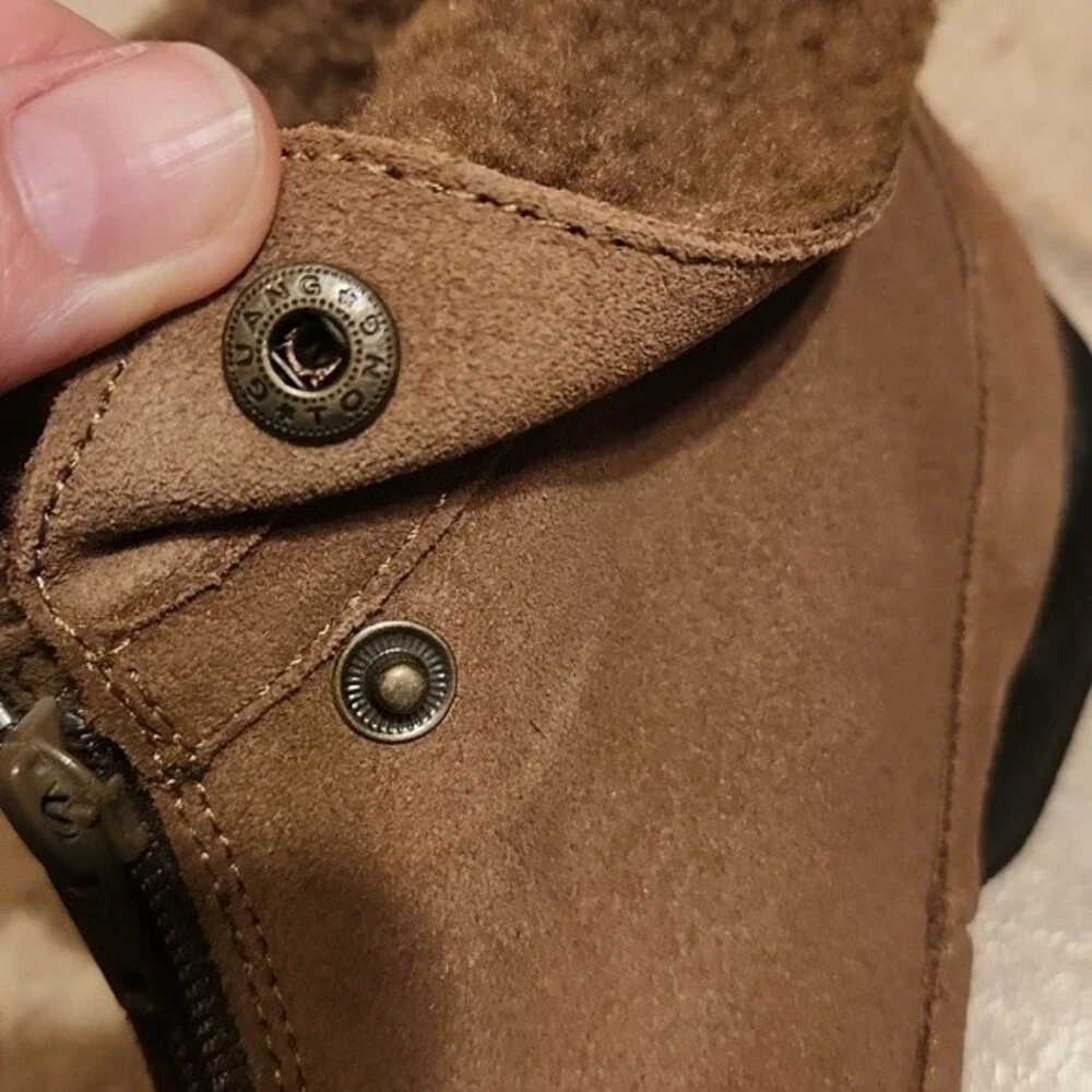 Dr. Scholl's Brown Suede Ankle Boots w/  Faux Fur Size 7